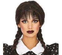 Perruque Mercredi Tresses avec Frange - FIESTAS GUIRCA, S.L. - TU - Noir - Adulte