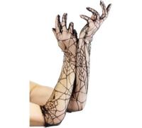Femmes Halloween Filet Gants Dentelle Toile Araignée Halloween Déguisement Noir