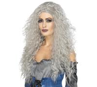 Femmes Halloween Long Gris Tissé Perruque Banhee Déguisement en Bataille