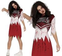 Femmes Halloween Zombie Cheerleader Pom Girl Costume Déguisement Horreur Fg