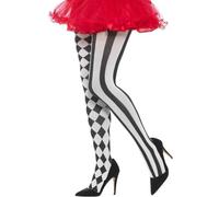 Femmes Harlequin Collants Déguisement Blanc/Noir Clown Ou Bouffon Par Smiffys