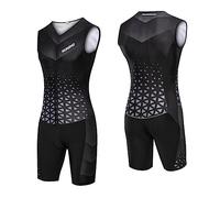 Femmes Haut de Gamme rembourré Triathlon Tri Suit Compression Duathlon Courir Costume de Peau Natation Cyclisme,Triathlon One Piece Aero Cycling Skinsuit (TYP-5,S)