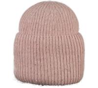 Femmes Hiver Bonnet Femme Paillettes Tricoté Bonnet Femme Bonnet Épais Chaud Doux Cachemire Laine Cap, Pink M, One Size