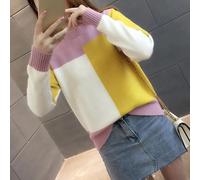 Femmes Hiver Chandail À Manches Longues Femme Tricoté Pull Pull Couleur Bloc Femmes Chandail Et Pull Contraste Couleur