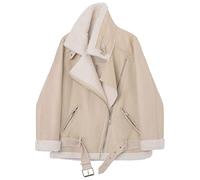 Femmes Hiver Lambeau Vestes En Laine Collier De Fourrure Zipe À Glissière Parka À Glissière Chaud Epais Vêtements De Dessus Vêtements De Dessus En Cuir Veste En Cuir En Cuir D'agneau En Cuir ( Color :