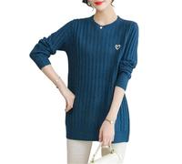 Femmes Hiver Solide Col Rond Pull Rivet Manches Longues Pull Tricoté Undershirt Casual Tops, noir foncé, M