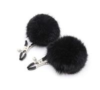 Femmes Homme Pinces à sein Sexy Clips de mamelon Flirter Massager Avec Peluche Balle Nipple clamp Lait de masturbation stimulation du sein Bondage SM Fetisch Réglable Pour Couple Gay Les (Noir)