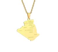 Femmes Hommes Algérie Carte De Ville Et Drapeau Pendentif Collier Carte Du Monde Couple Ethnique Drapeau Colliers Pour Hommes Femmes Clavicule Chaîne Patriotique Charme Bijoux Chandail Chaîne Cad