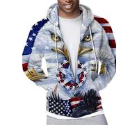 Femmes/Hommes American Flag Bald Eagle 3D Imprimé Sweat à Capuche Casual Fermeture Éclair Sweat Cool Veste Vêtement extérieur Streetwear