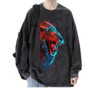 Femmes/Hommes Cool Lion Head Sweatshirts Automne Pull Tops Manches Longues Portrait Animal Lion Imprimé T-Shirts Streetwear