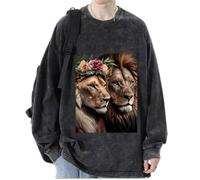 Femmes/Hommes Cool Lion Head Sweatshirts Automne Pull Tops Manches Longues Portrait Animal Lion Imprimé T-Shirts Streetwear