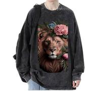 Femmes/Hommes Cool Lion Head Sweatshirts Automne Pull Tops Manches Longues Portrait Animal Lion Imprimé T-Shirts Streetwear