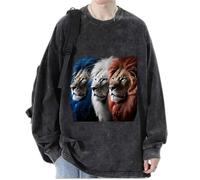 Femmes/Hommes Cool Lion Head Sweatshirts Automne Pull Tops Manches Longues Portrait Animal Lion Imprimé T-Shirts Streetwear