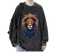 Femmes/Hommes Cool Lion Head Sweatshirts Automne Pull Tops Manches Longues Portrait Animal Lion Imprimé T-Shirts Streetwear