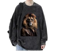 Femmes/Hommes Cool Lion Head Sweatshirts Automne Pull Tops Manches Longues Portrait Animal Lion Imprimé T-Shirts Streetwear