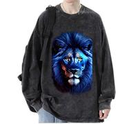 Femmes/Hommes Cool Lion Head Sweatshirts Automne Pull Tops Manches Longues Portrait Animal Lion Imprimé T-Shirts Streetwear
