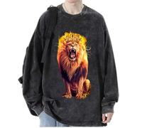 Femmes/Hommes Cool Lion Head Sweatshirts Automne Pull Tops Manches Longues Portrait Animal Lion Imprimé T-Shirts Streetwear