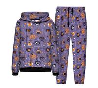 Femmes/Hommes Halloween Costume Survêtement Ensemble Complet Nouveauté Citrouille Imprimé en 3D Sweats à Capuche et Joggings 2 pièces Ensemble Sportswear