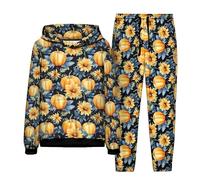 Femmes/Hommes Halloween Costume Survêtement Ensemble Complet Nouveauté Citrouille Imprimé en 3D Sweats à Capuche et Joggings 2 pièces Ensemble Sportswear