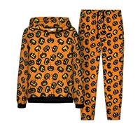 Femmes/Hommes Halloween Costume Survêtement Ensemble Complet Nouveauté Citrouille Imprimé en 3D Sweats à Capuche et Joggings 2 pièces Ensemble Sportswear