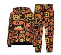 Femmes/Hommes Halloween Costume Survêtement Ensemble Complet Nouveauté Citrouille Imprimé en 3D Sweats à Capuche et Joggings 2 pièces Ensemble Sportswear
