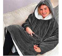Femmes Hommes Huggle Hoodie Couverture 120 cm Manches Longues En Peluche Lazy TV Pull En Plein Air Robe Chaude gris taille unique