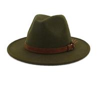 Femmes Hommes Laine Chapeau Fedora Avec Cuir Ruban Gentleman Élégant Lady Automne Hiver Large Cap Jazz Panama Sombrero Cap Vert