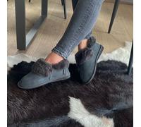Femmes & Hommes Mouton Chaussons Canada Gris Chaussures avec Laine Cuir Mérinos