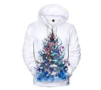Femmes Hommes Pulls De Noël, Pull Moche De Noel Sweat De Noël Adulte À Capuche 3D Renne À Capuche Pull Top Arbre Père Noël Elf Pull De Noël avec Poche Kangourou