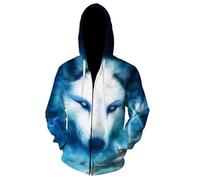Femmes/Hommes Sweats à Capuche Howling Wolf Sweat-Shirt zippé imprimé en 3D Veste à Capuche Streetwear