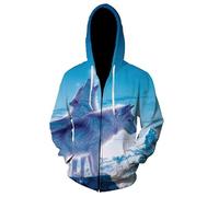 Femmes/Hommes Sweats à Capuche Howling Wolf Sweat-Shirt zippé imprimé en 3D Veste à Capuche Streetwear
