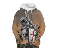 Femmes Hommes Sweats à Capuche Templiers Imprimé 3D Sweatshirt à Capuche Décontracté Loose Cordon Pullover avec Poche