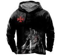 Femmes Hommes Templiers Imprimé 3D Sweats à Capuche Vintage Manches Longues Sweatshirt Pullover Veste Tops