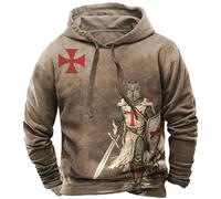 Femmes Hommes Templiers Imprimé 3D Sweats à Capuche Vintage Manches Longues Sweatshirt Pullover Veste Tops