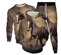 Femmes/Hommes Tenue de Sport Cheval Sauvage Équitation Impression 3D Sweats à Capuche/Sweatshirt/Sweatpants 3 Pièces Ensemble Tenue de Sport