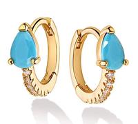 Femmes Huggie Hoop Boucles d'oreilles Plaqué 18 carats Diamant Rouge Vert Turquoise Incrustation Demi-sommeil Petit Boho Beach Simple Mini Mignon Délicat Fait Main Hypoallergénique Cadeau Bijoux