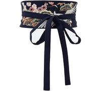 Femmes Japonais Obi Ceinture pour Kimono Robe Yukata Large Floral Wrap Cinch Ceinture Ceintures, Dark Blue Style a, One Size