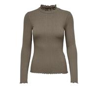 Femmes JDY Mince Manches Longues Haut de Base Col Rond Col Montant Top Extensible JDYFRANSISKA, Couleurs:Marron, Taille:XXL