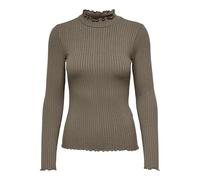 Femmes JDY Mince Manches Longues Haut de Base Col Rond Col Montant Top Extensible JDYFRANSISKA, Couleurs:Marron, Taille:XL
