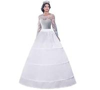 Femmes Jupes Jupons Crinoline 3 Cerceau Mariage Jupon avec Dentelle Hoopless Robe de mariée Demi-Jupe Fille 3 Hoops Sculptantes Wedding Petticoat with Lace Bal Jupe Femme Vintage Underskirt(Blanc,40)