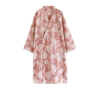 Femmes Kimono Robes Genou Longueur Tricot Peignoir Léger Doux Vêtements de Nuit Col en V Dames Loungewear,Rose,L