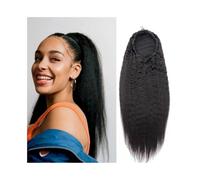 Femmes Kinky Straight Ponytail Real Extension de cheveux humains Naturel Noir Yaki Droit Brésilien Remy Cheveux Cordon Extension de queue de cheval Clip dans le morceau de cheveux Utilisation quotidie