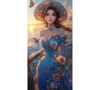 Femmes La beauté Diamond Painting Adulte, Diamond Painting Enfant Débutants, Loisirs Créatifs Adultes,5D DIY Broderie Diamant Kit Complet, Décoration Cadeau Murale, Réduction du Stress 80x160cm N-672