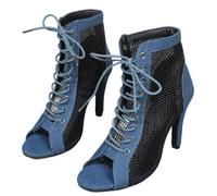 Femmes lace-Up Peep Toe Zip talons de danse Open Toe cuir botte à cheville avec chaussures de danse à talon à stiletto pour le bal de fête
