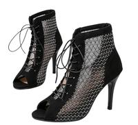 Femmes lace-Up Peep Toe Zip talons de danse Open Toe cuir botte à cheville avec chaussures de danse à talon à stiletto pour le bal de fête