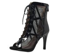 Femmes lace-Up Peep Toe Zip talons de danse Open Toe cuir botte à cheville avec chaussures de danse à talon à stiletto pour le bal de fête