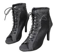 Femmes lace-Up Peep Toe Zip talons de danse Open Toe cuir botte à cheville avec chaussures de danse à talon à stiletto pour le bal de fête