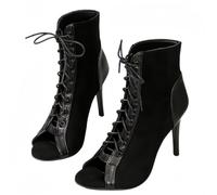 Femmes lace-Up Peep Toe Zip talons de danse Open Toe cuir botte à cheville avec chaussures de danse à talon à stiletto pour le bal de fête