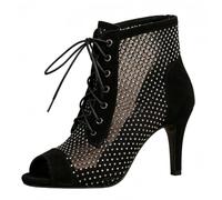 Femmes lace-Up Peep Toe Zip talons de danse Open Toe cuir botte à cheville avec chaussures de danse à talon à stiletto pour le bal de fête
