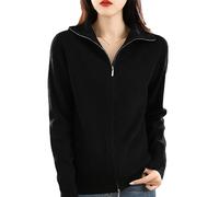 Femmes Laine Pull Double Fermeture Éclair Bas Revers Cardigan Femme Décontracté Tricoté Hauts Veste